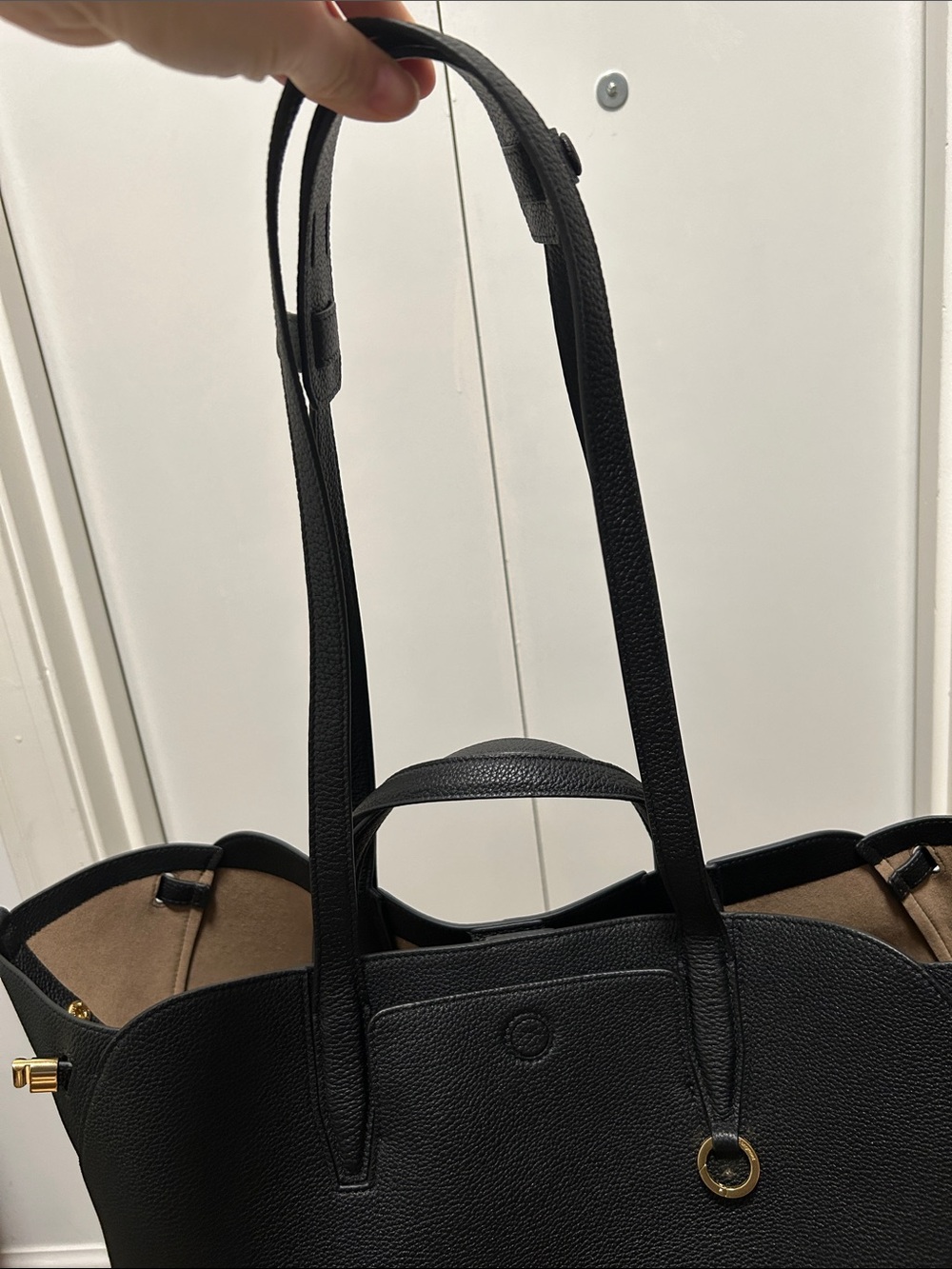 Authentic Songmont Large Yore Tote Bag| Onyx Black Leather Laptop Work Travel - Picture 6 of 15